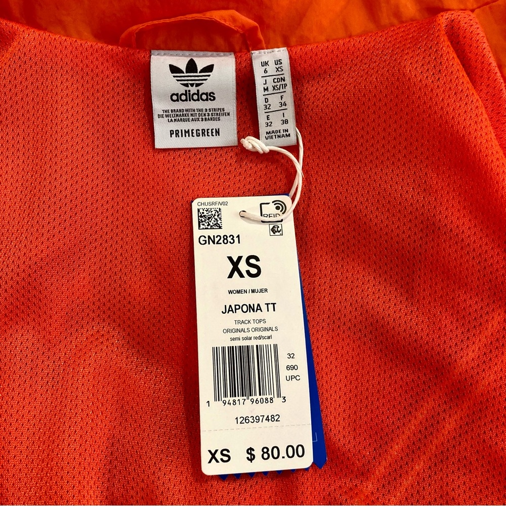 Adidas XS Japona TT Red and Orange Track Jacket Windbreaker Primegreen - Picture 12 of 16